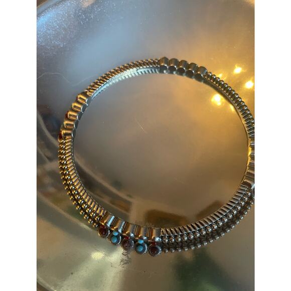 Vintage RJ Graziano CN Gold Tone Bangle Bracelets with Turquoise and Beads NWOT - Picture 3 of 4